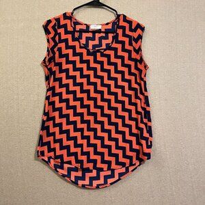 Fiancee Blouse Women's Small Black & Orange Sleeveless Lightweight